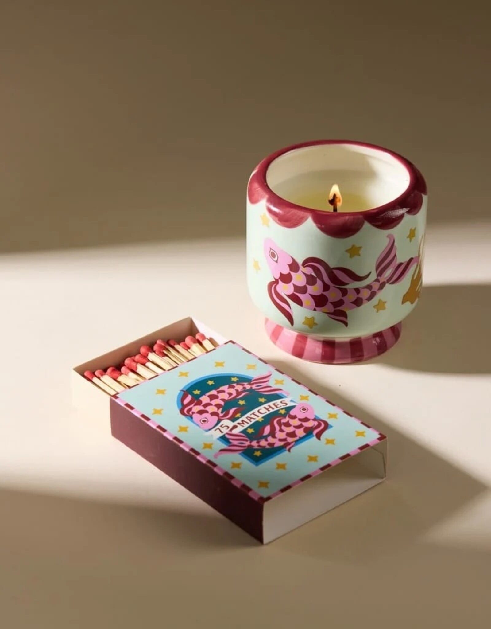 Candle - Ceramic Hand-Painted, Citrus Eucalyptus
