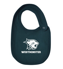 College Kids Bib: Green Wildcat Head over Westminster