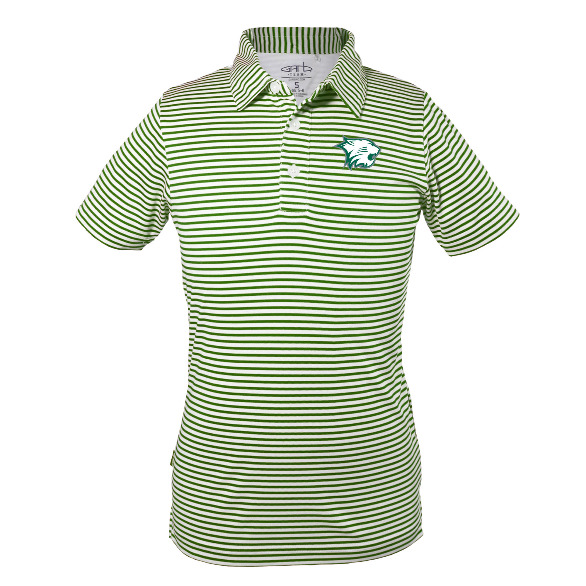 Garb Polo: Striped w/ Wildcat Logo