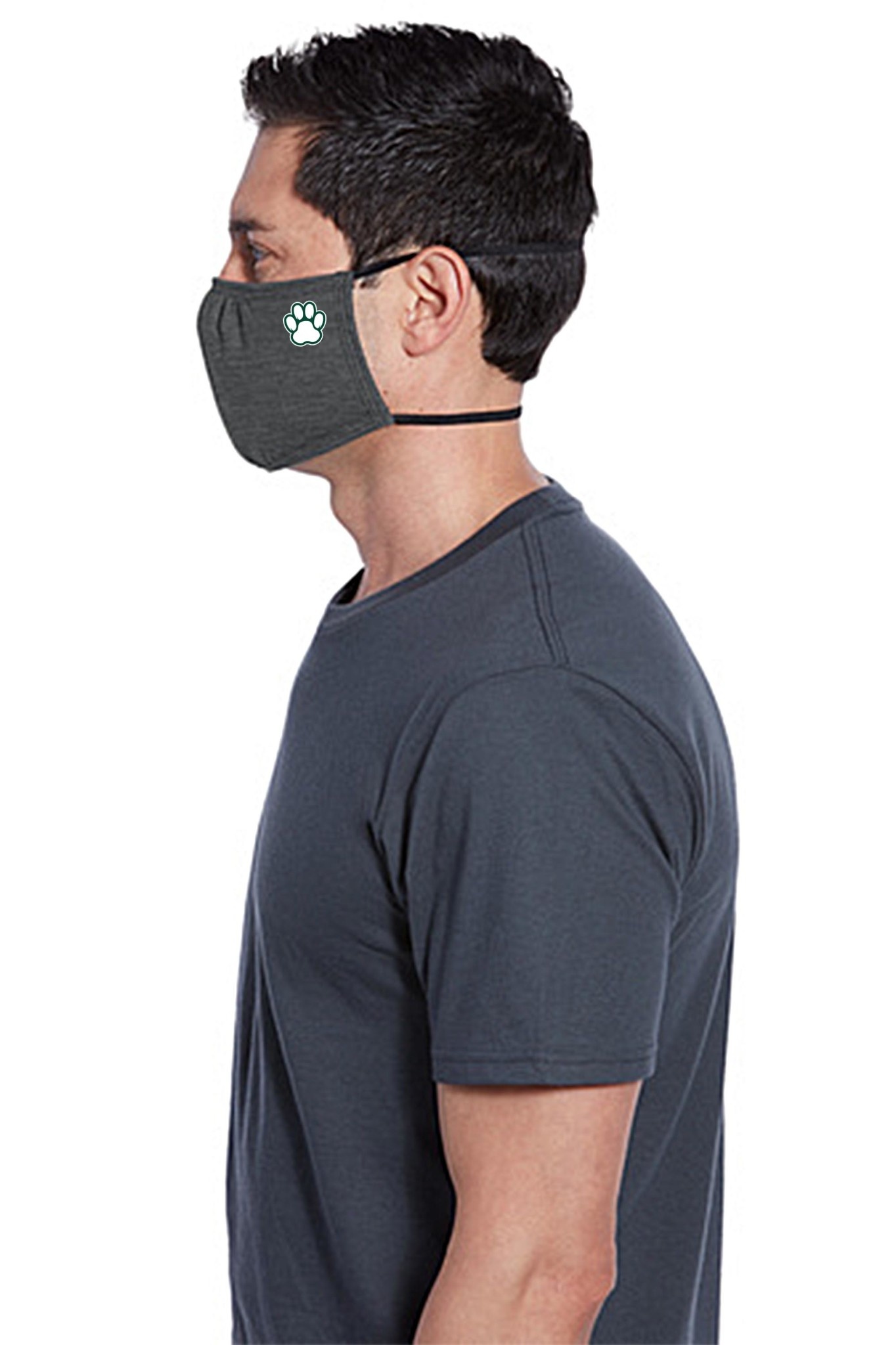 Face Mask: Paw Print 2-Strap - Dark Gray