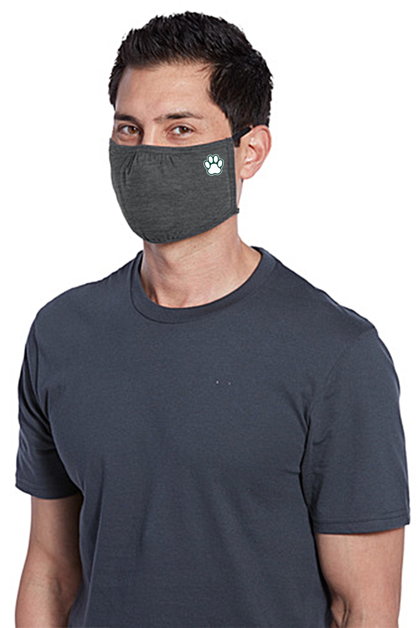 Face Mask: Paw Print 2-Strap - Dark Gray