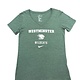 Nike T: Nike Women's Tri-blend Mid V- Heather Green w/ West Wildcats & Logo