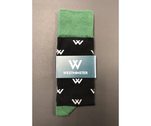 Socks: Black Dress Sock W Print - The Westminster Schools