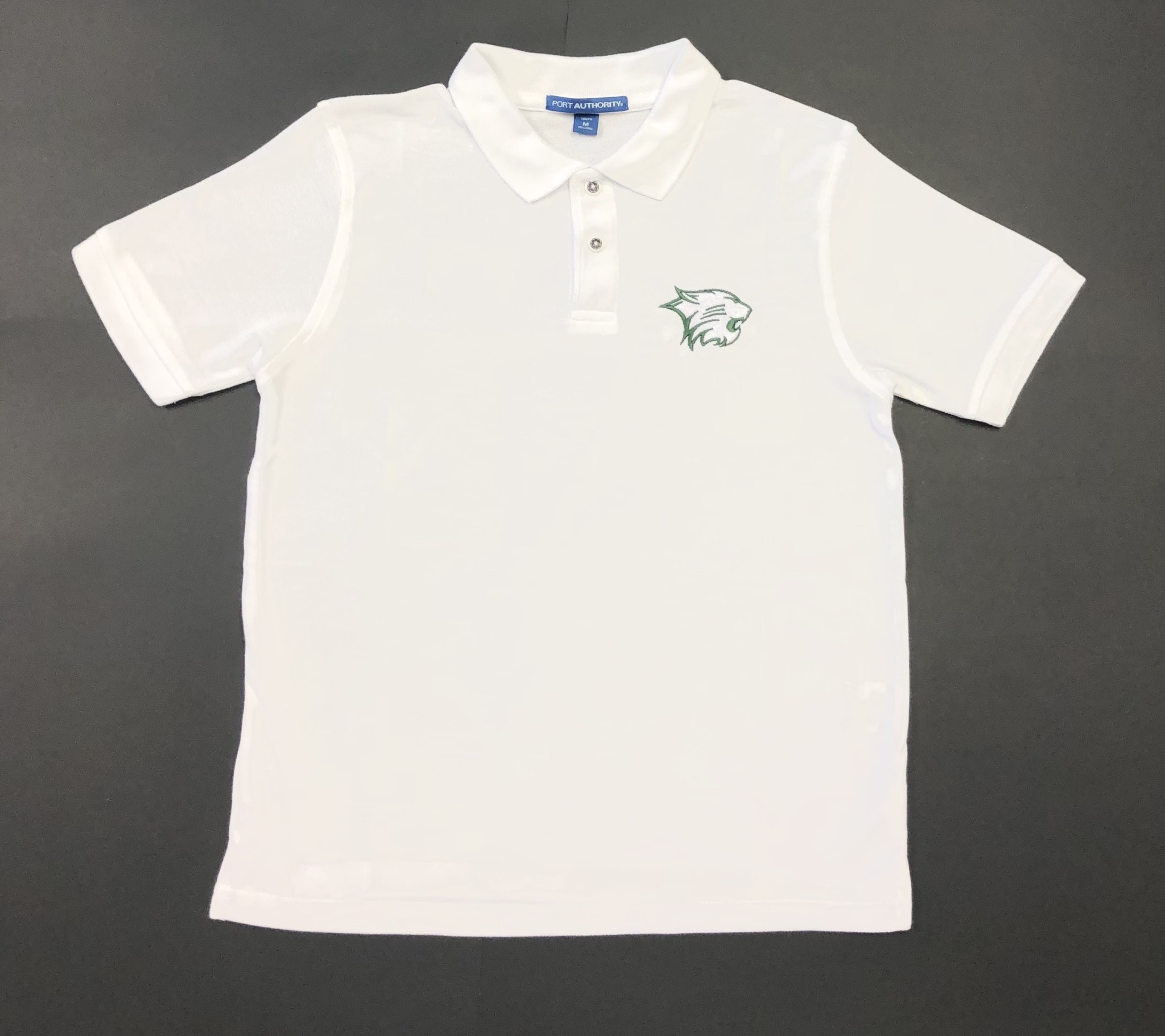 Port Authority Polo: Port Authority Silk Touch White w/Cathead Logo