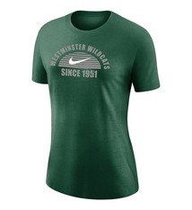 Nike T: Womens Varsity Logo Tee, Heather Green