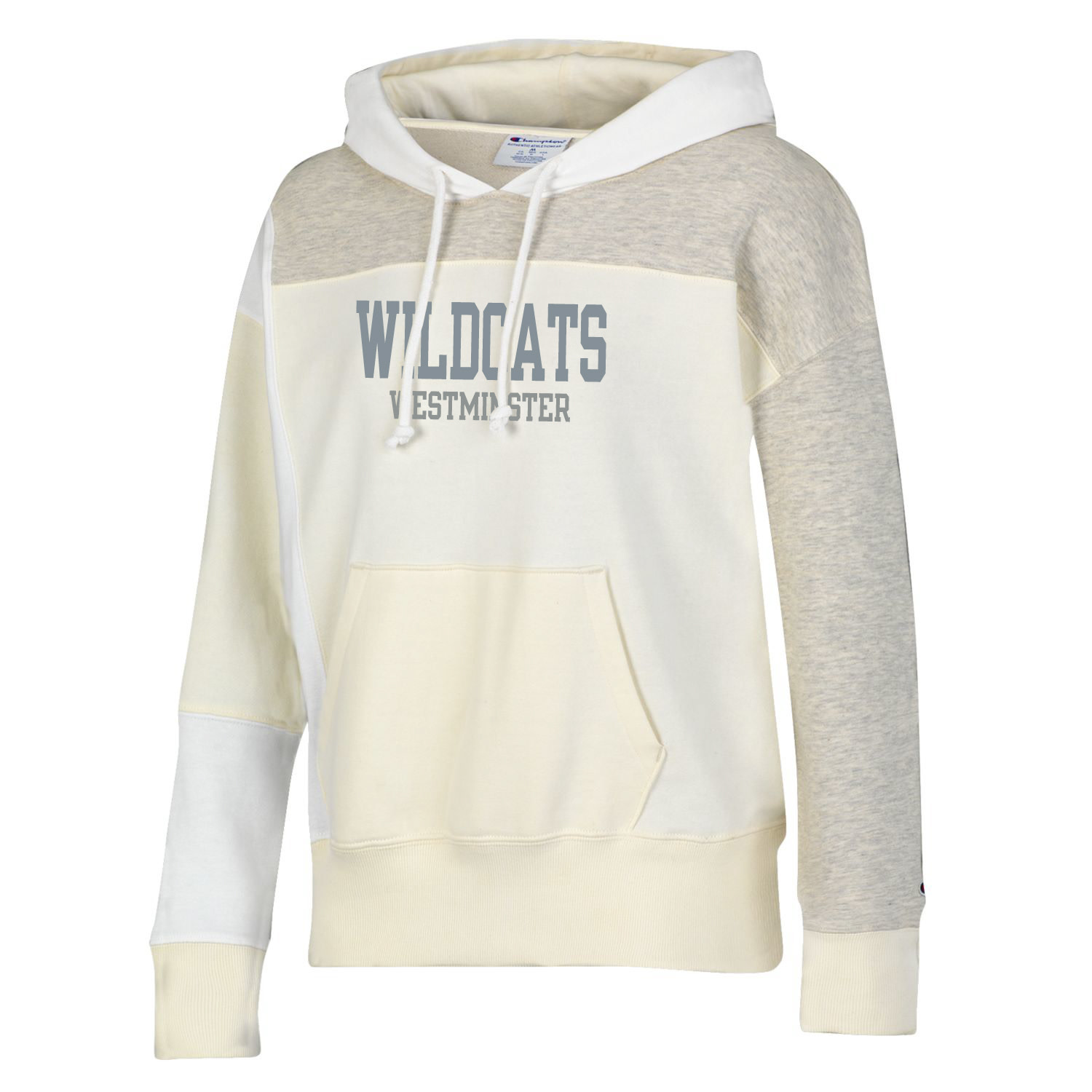 Champion Hoodie: Womens SMU Patchwork - Chalk White