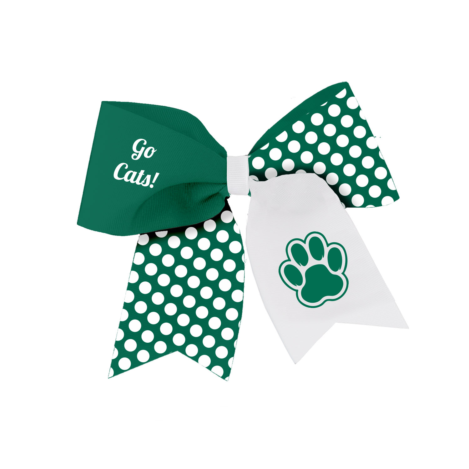 Hair Bow: Cheer Ribbon Polka Dots Clip, Go Cats!