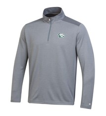 Champion Pullover: Champion 1/4 Zip 2-Tone Cat Icon Rubber Patch Gray
