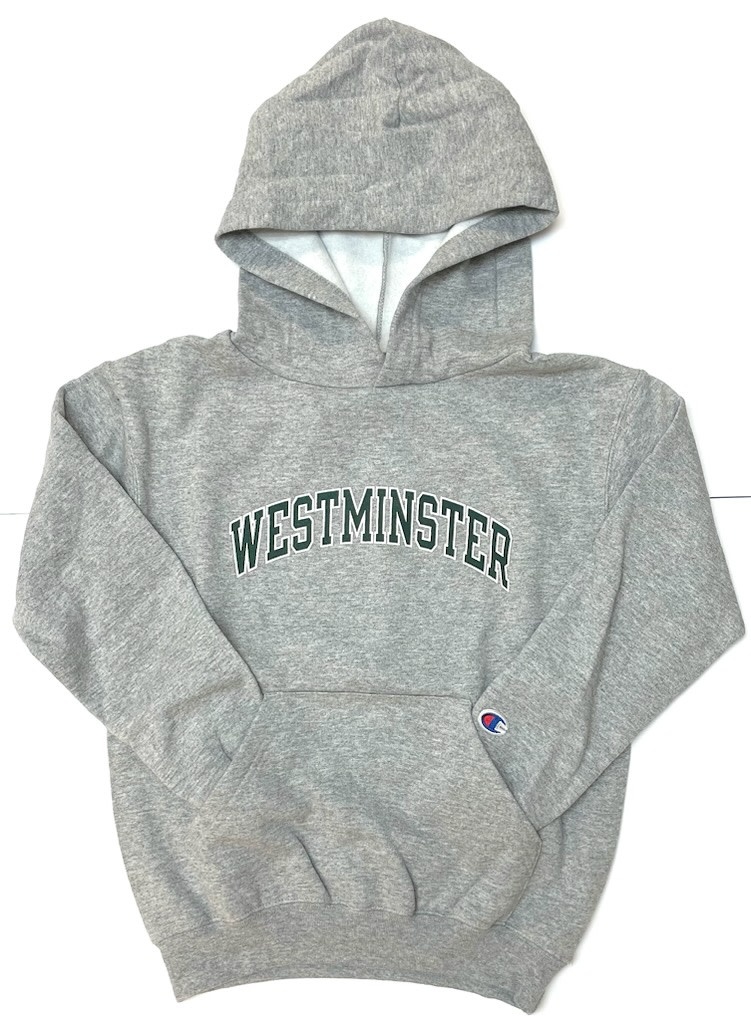 Champion Sweatshirt: Champion Youth Small Heather Gray Hooded - Green "Westminster"