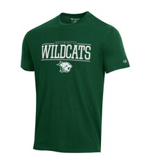 Champion T: Champion Men's SS Wildcats Puffy Letter w/ Cathead - Green