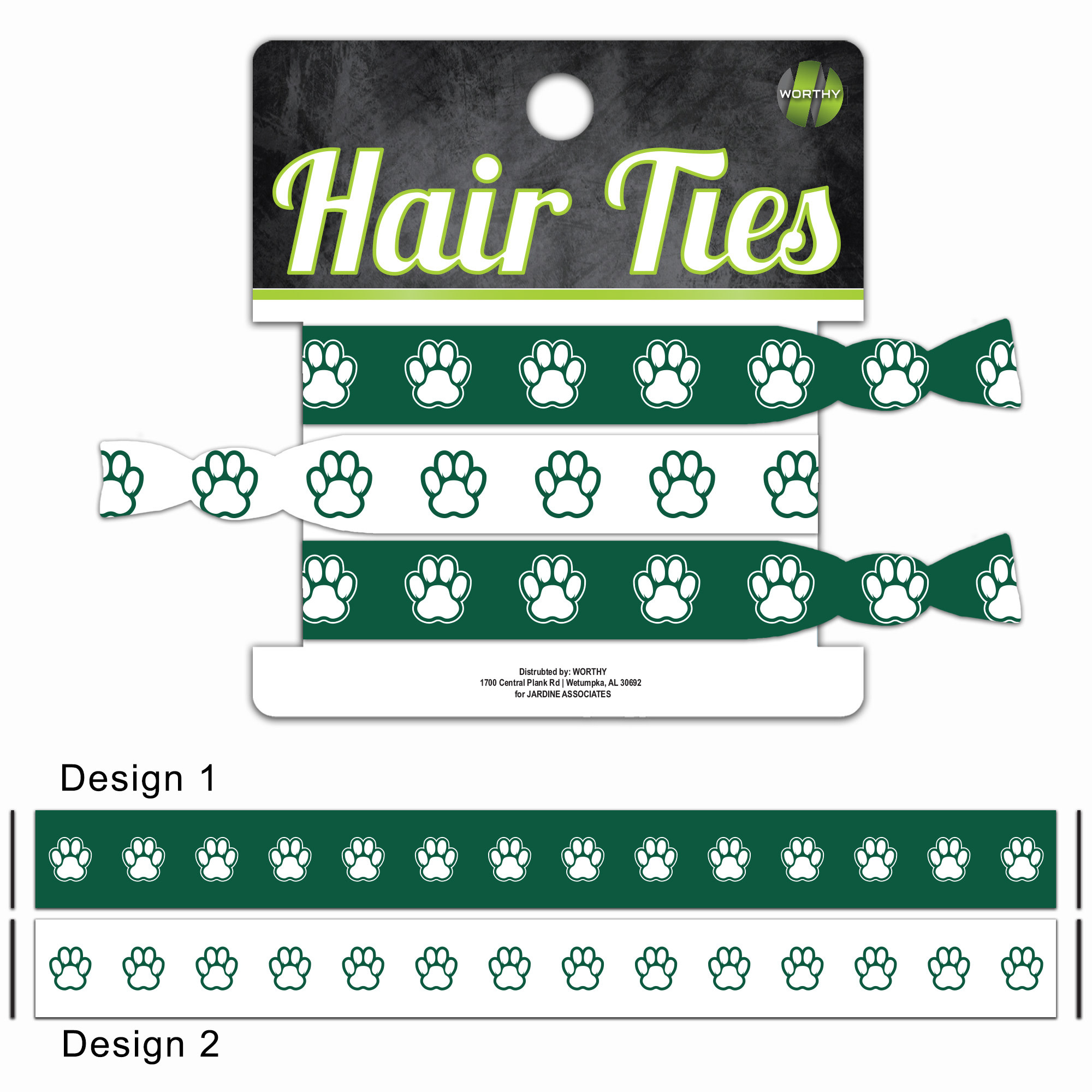 Jardine Hair Tie: Paw Print Pack of 3 Stretchy Hair Ties