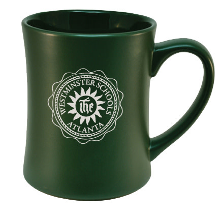 Mug: Green Matte Mug  w/ Ivory Etched Seal - Tall