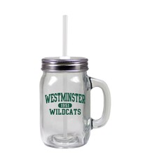Nordic Company, Inc. Mug: Mason Jar w/ Aluminum lid and straw 15 oz Westminster Wildcats