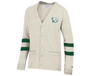 Cardigan: Men's Oatmeal Heather w/ Cathead Cardigan - The