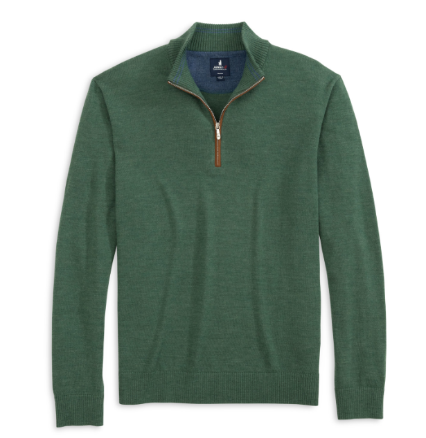 Johnnie-O Sweater: Mens Johnnie-O Qtr Zip Raynor Moss Green