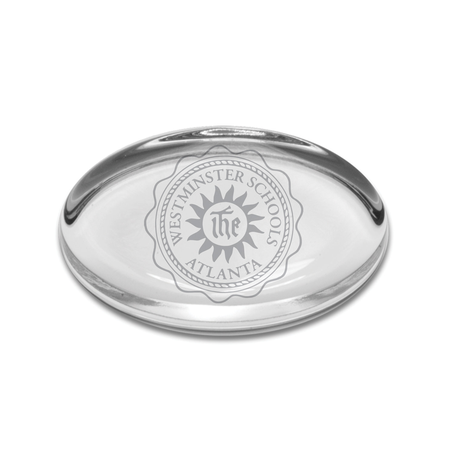 Jardine Paperweight: Glass Oval with Etched Seal