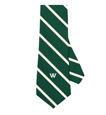 Necktie: Green Woven Stripe "W"