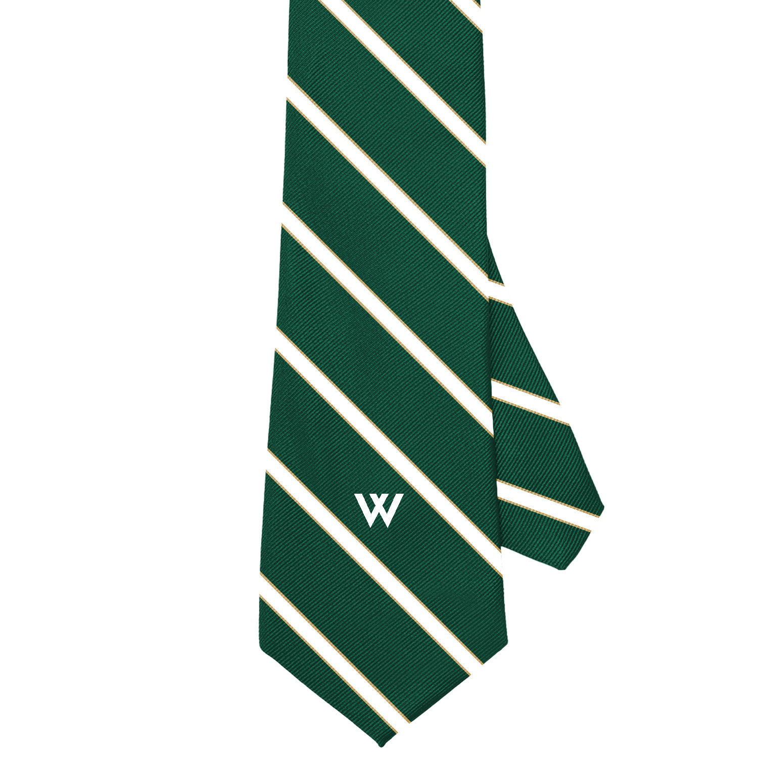 Necktie: Green Woven Stripe "W"