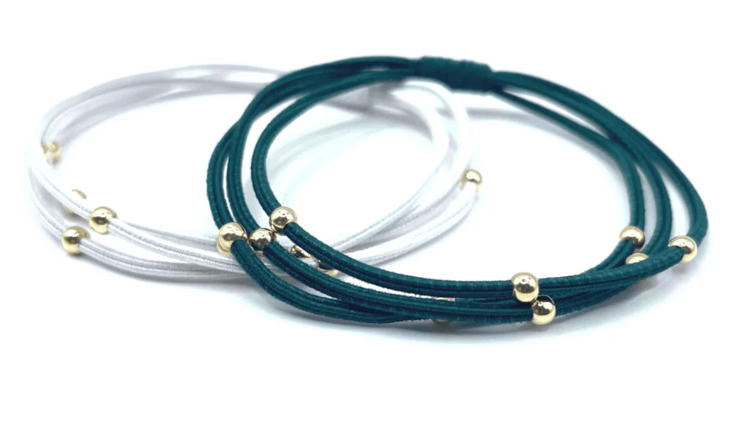 Erin Gray Hair Bands: Erin Gray Water Pony Green/White