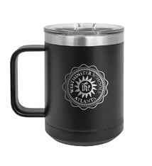 Polar Camel Mug: Black Stainless Steel Mug w/ handle Westminster Seal