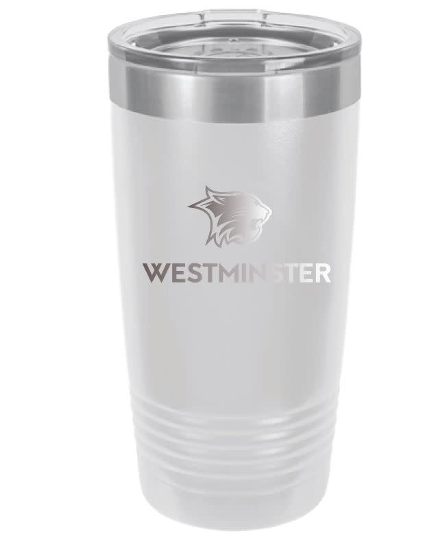 Polar Camel Tumbler: 20oz Stainless Steel Tumbler White w/ etched Wildcat