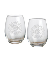 Stemless Wine 15 oz Set of 2 Etched Seal