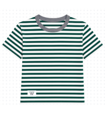 Ringer T: Spirit Collective Women's Green Striped T-Shirt