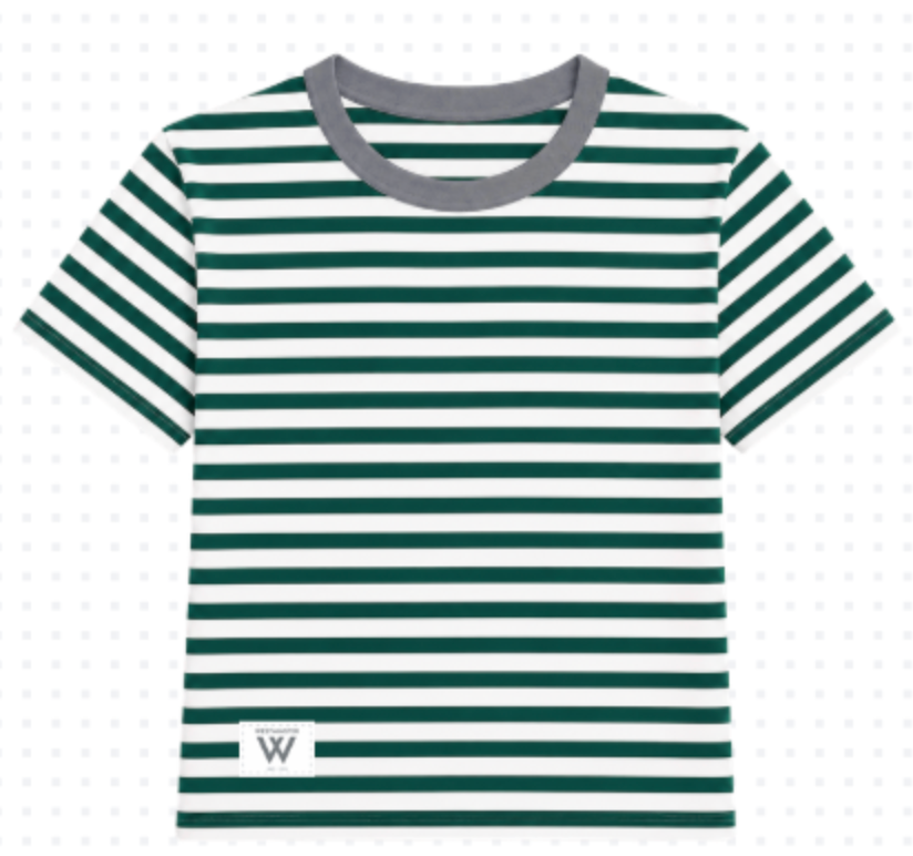 Ringer T: Spirit Collective Women's Green Striped T-Shirt