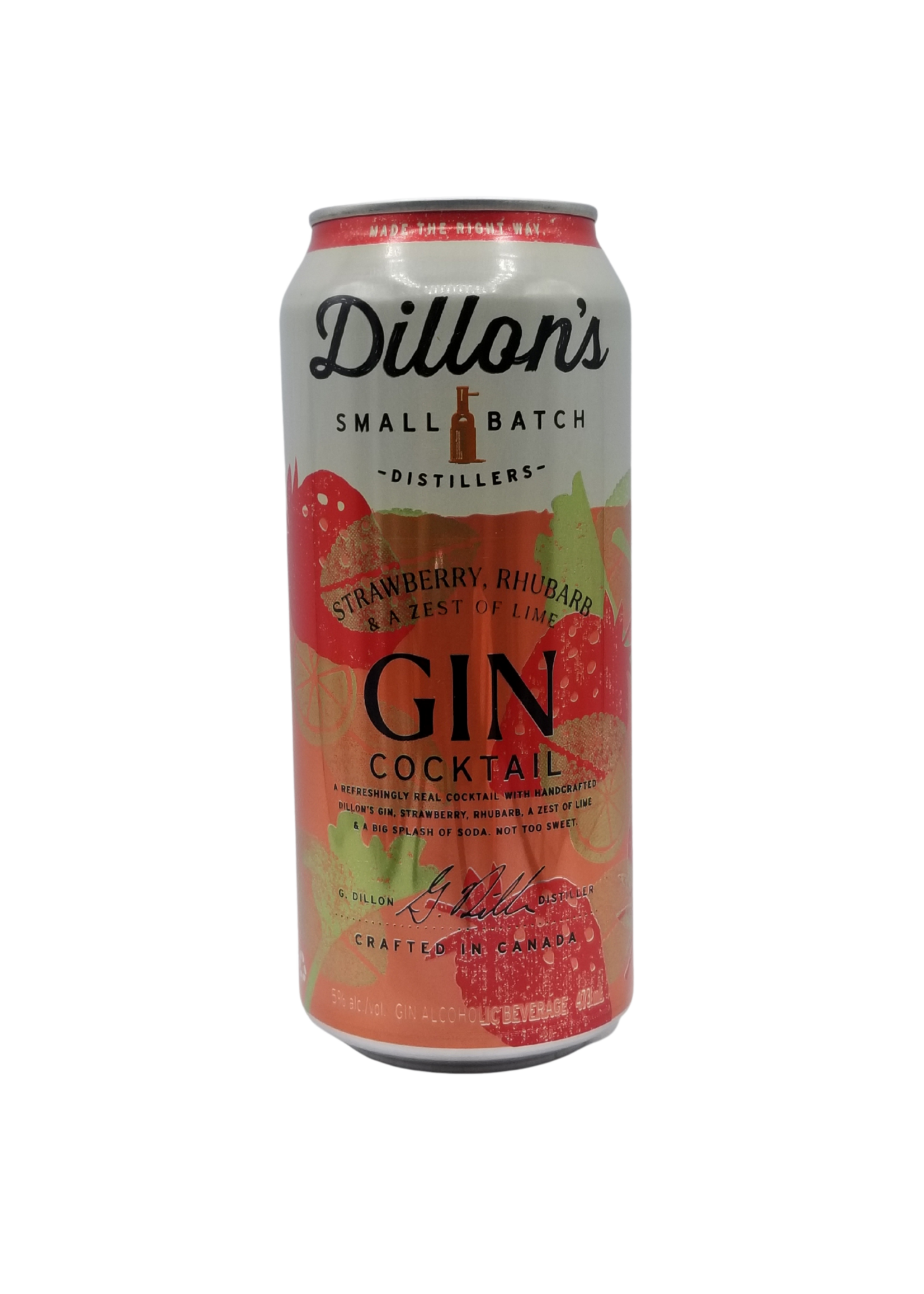 Dillons Small Batch Distillers Dillon's Distillery Strawberry Rhubarb Lime Gin Cocktail 473ml