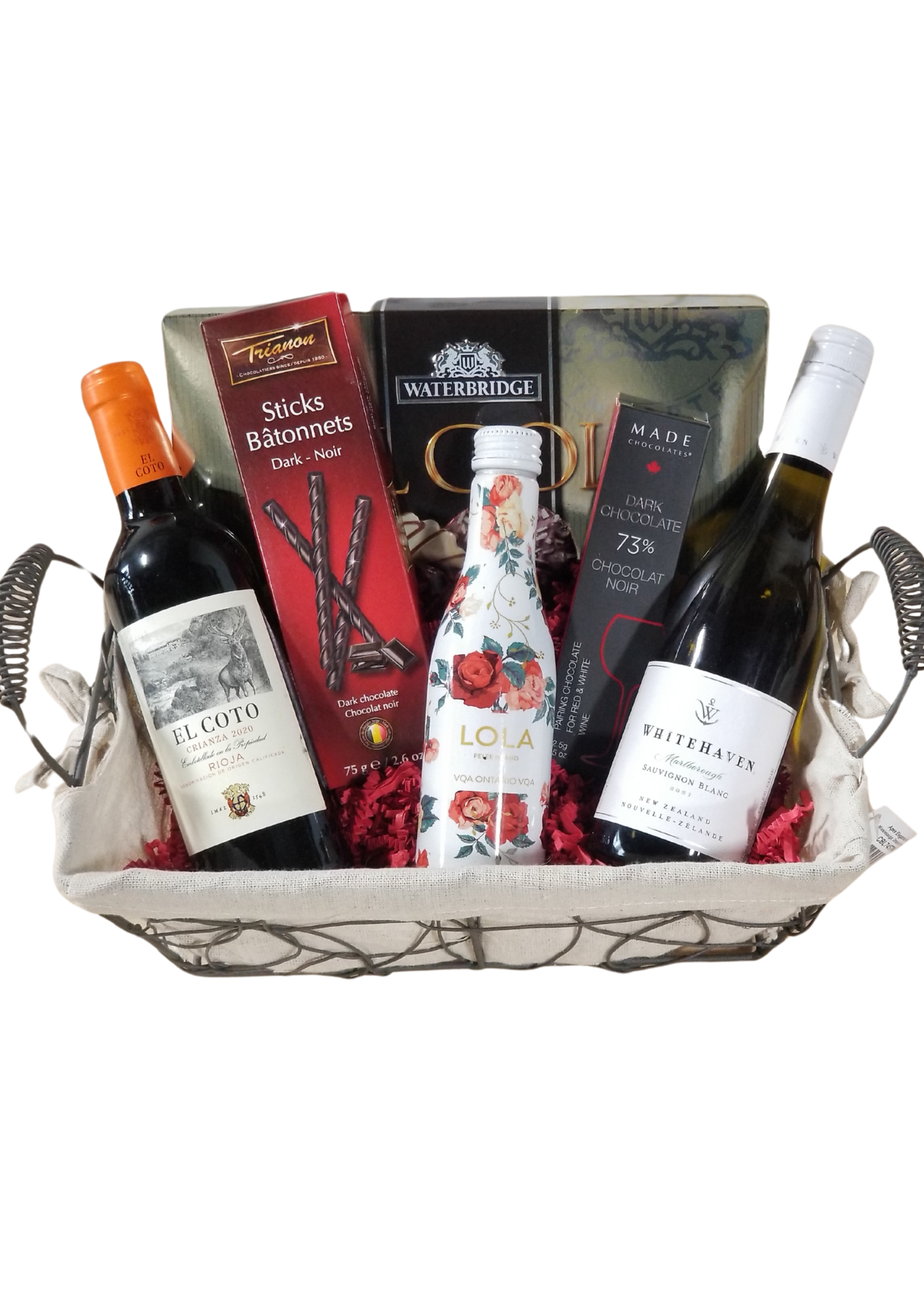 3 Half Size Wine Bottles & Chocolate Gift Basket