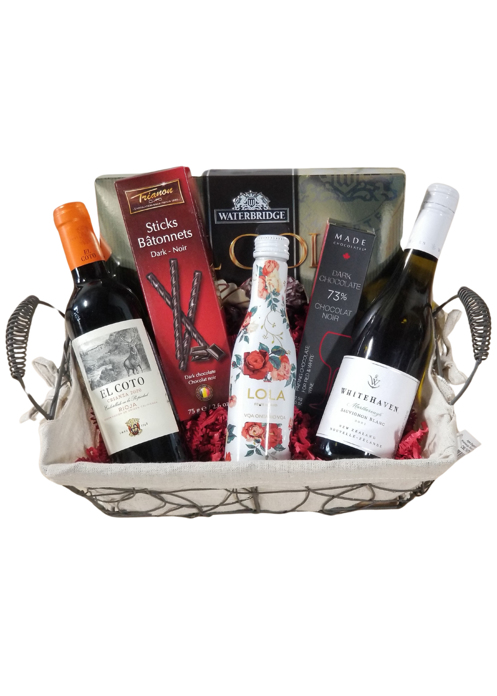 3 Half Size Wine Bottles & Chocolate Gift Basket