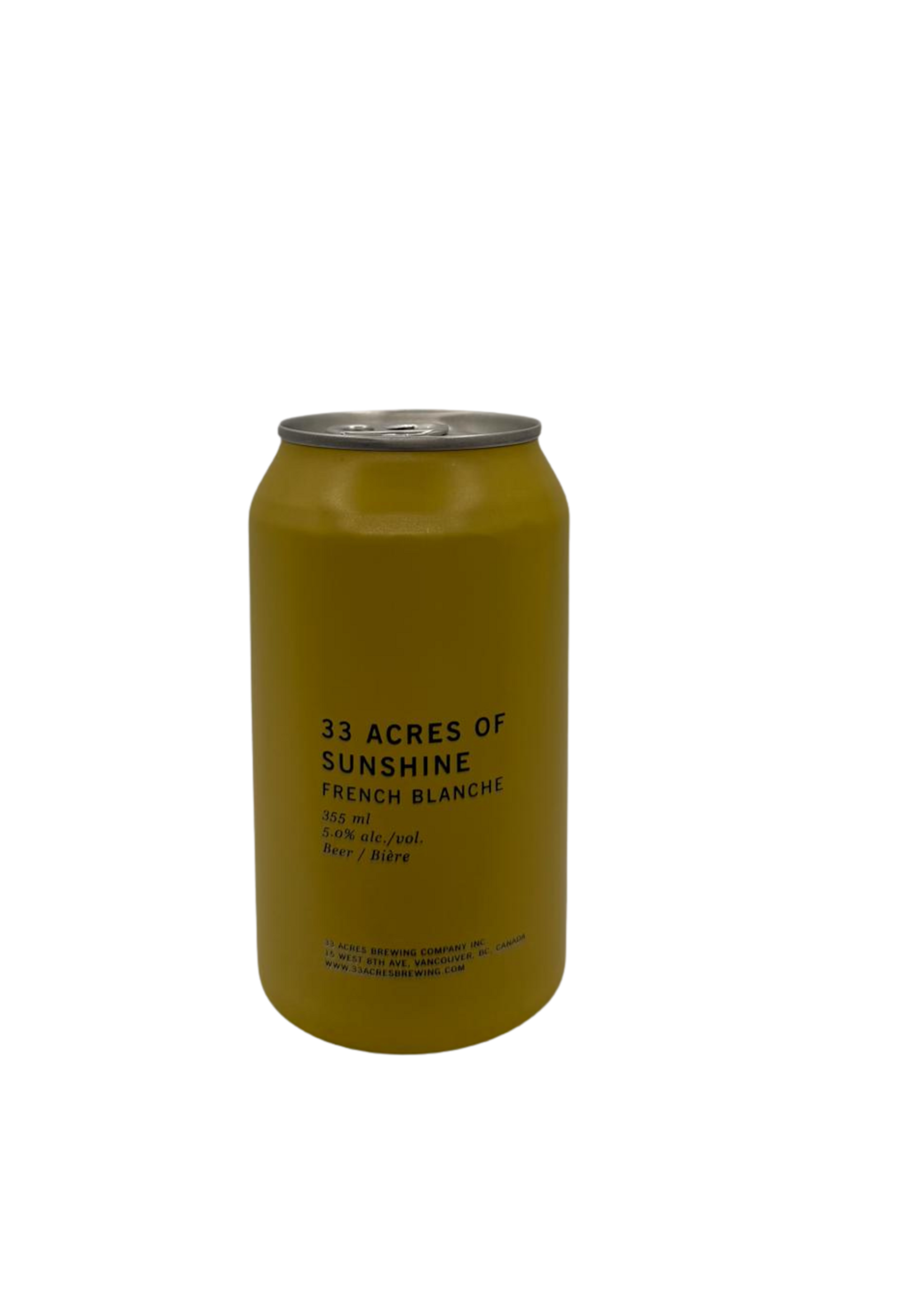 33 Acres Brewing 33 Acres Brewing 33 Acres of Sunshine French Blanche 355ml
