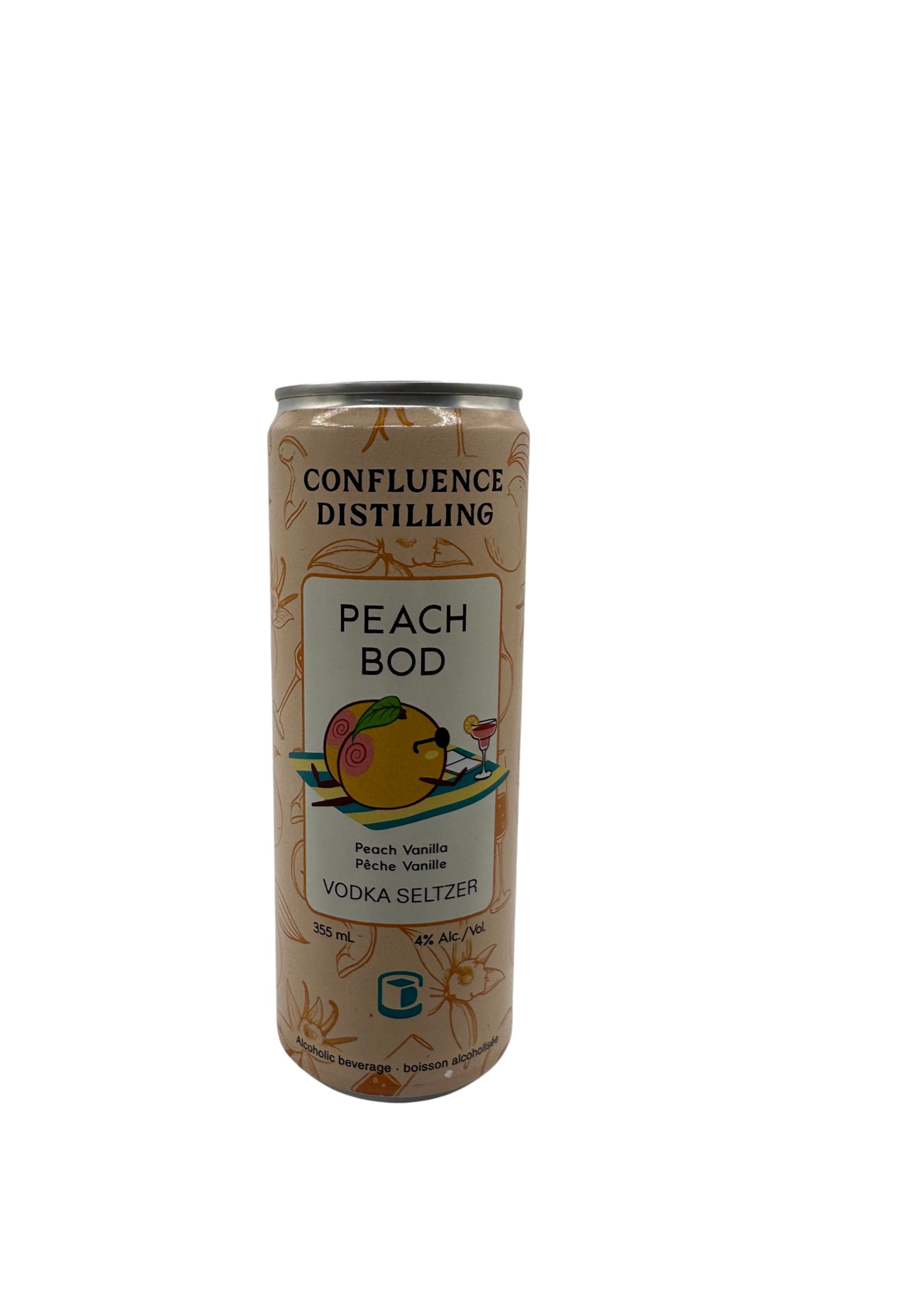 Confluence Distilling Peach Bod Vodka Seltzer 355ml