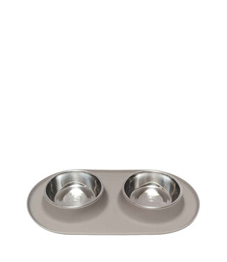 Messy Mutts Dog Double Bowl Gray XLarge