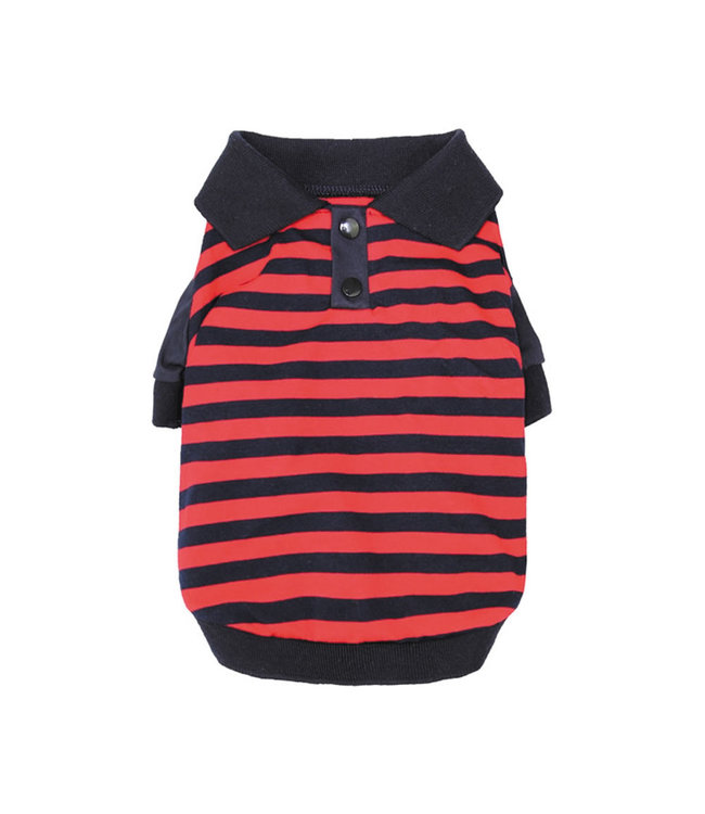 Parisian Fashion Shirt Striped Polo Red/Navy