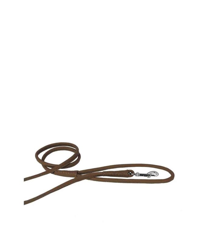 Soft Round Leather Leash Brown