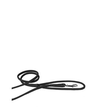 Dog Line Soft Round Leather Leash Black