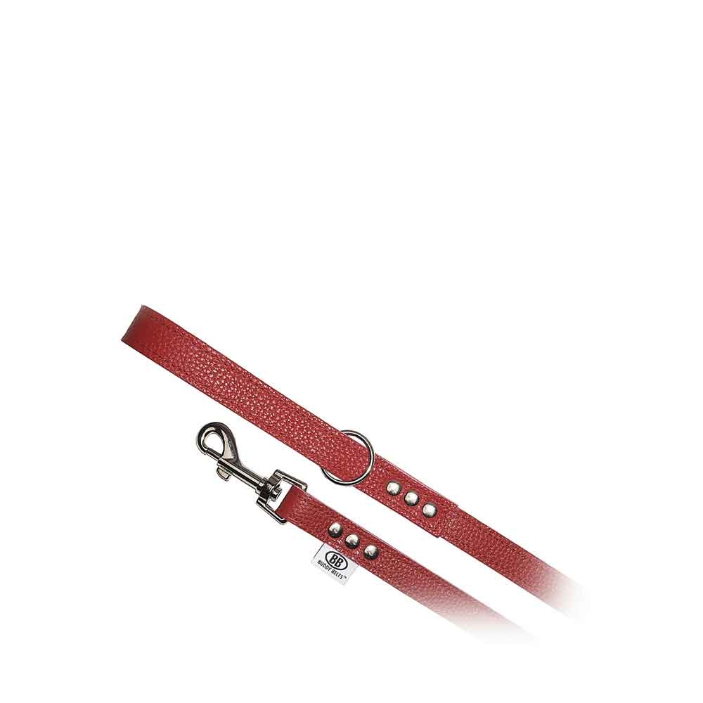 Buddy Belts All Leather Leash Red - Bones Pet Stores