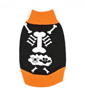 Funky Tails Halloween Sweater Dog Skeleton