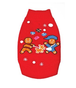 Funky Tails Christmas Sweater Dog Gingerbread Attack