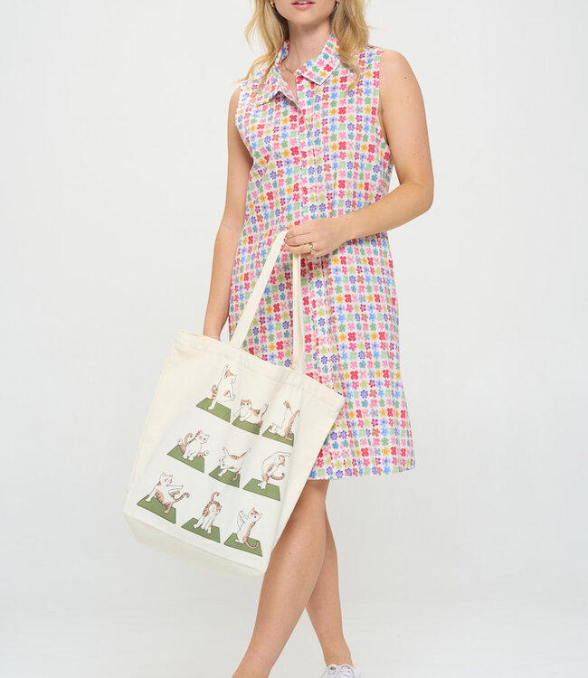 Canvas Tote Cat Yoga