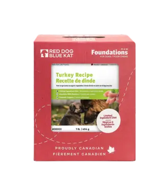 Red Dog Blue Kat RDBK Dog Foundations Turkey 1lb X 8