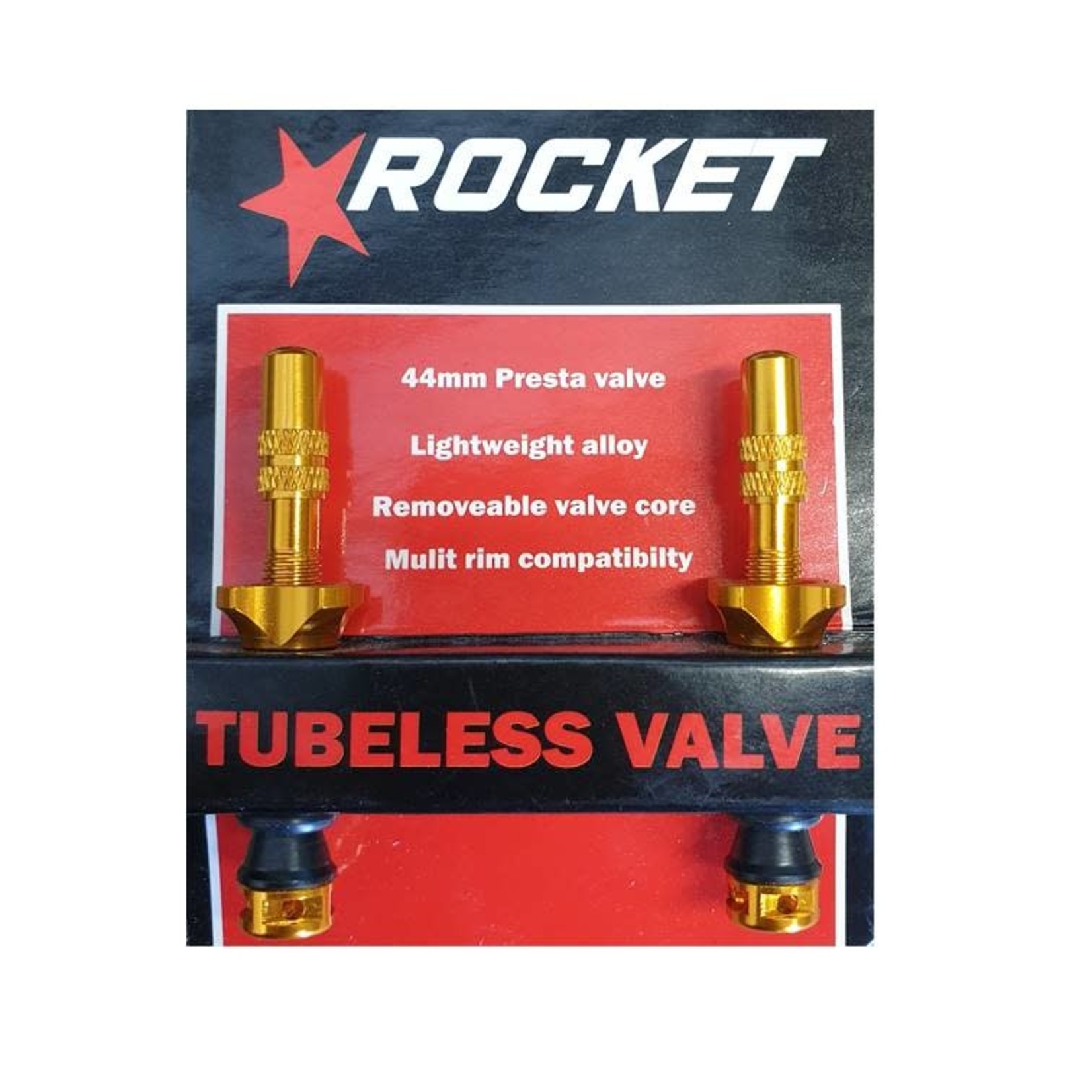 Rocket Tubeless Valve Pair 44mm Alloy Orange