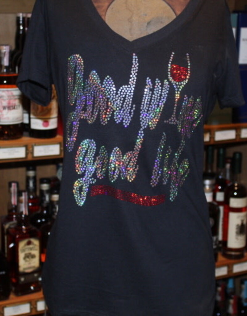 Other Retail KREWE LADIES BLING V-NECK T-SHIRT BLACK SMALL
