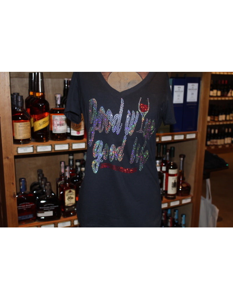 Other Retail KREWE LADIES BLING V-NECK T-SHIRT BLACK EXTRA LARGE