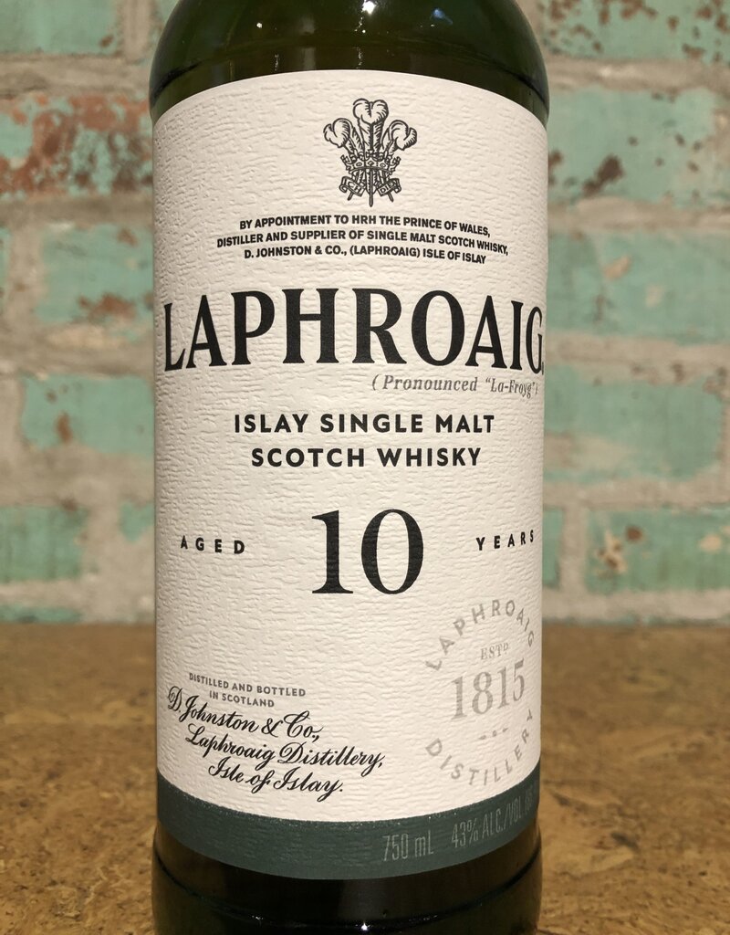 Spirits LAPHROAIG ISLAY SINGLE MALT SCOTCH WHISKEY 10 YEAR OLD