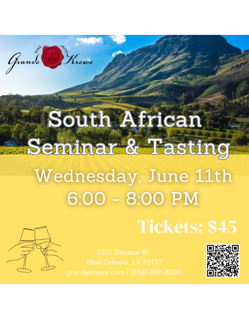Entry Fee SOUTH AFRICAN WINE SEMINAR JUNE 11TH 600PM -800PM