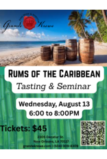RUMS OF THE CARIBBEAN SEMINAR AUGUST 13 600-800PM