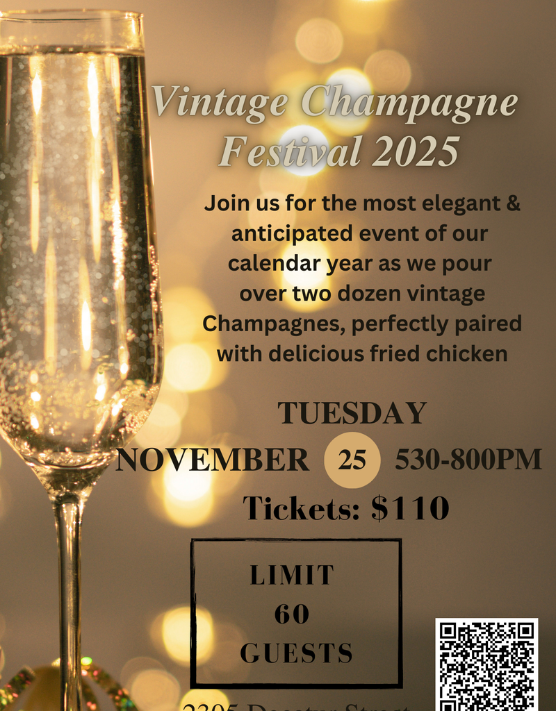 VINTAGE CHAMPAGNE 2025: Tuesday, November 25th, 5:30-8PM