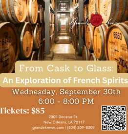 Cask to Glass French Spirit Seminar & Tasting September 30th 6-8PM